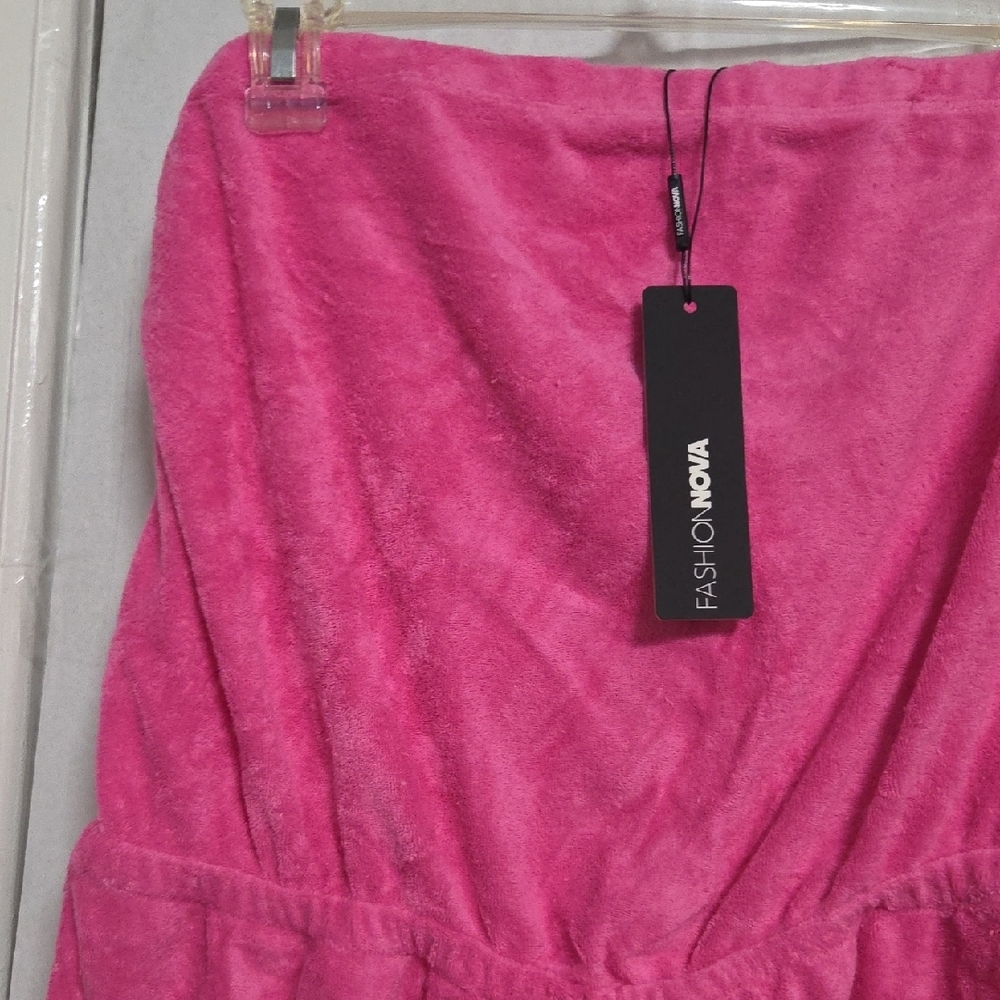 Fashion Nova Pink Terry Leema Tube Romper Size 1x [1116] - Picture 2 of 5